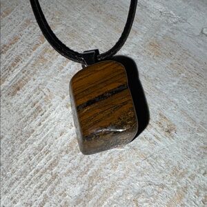 Hand Crafted Brown Stone Pendant Necklace